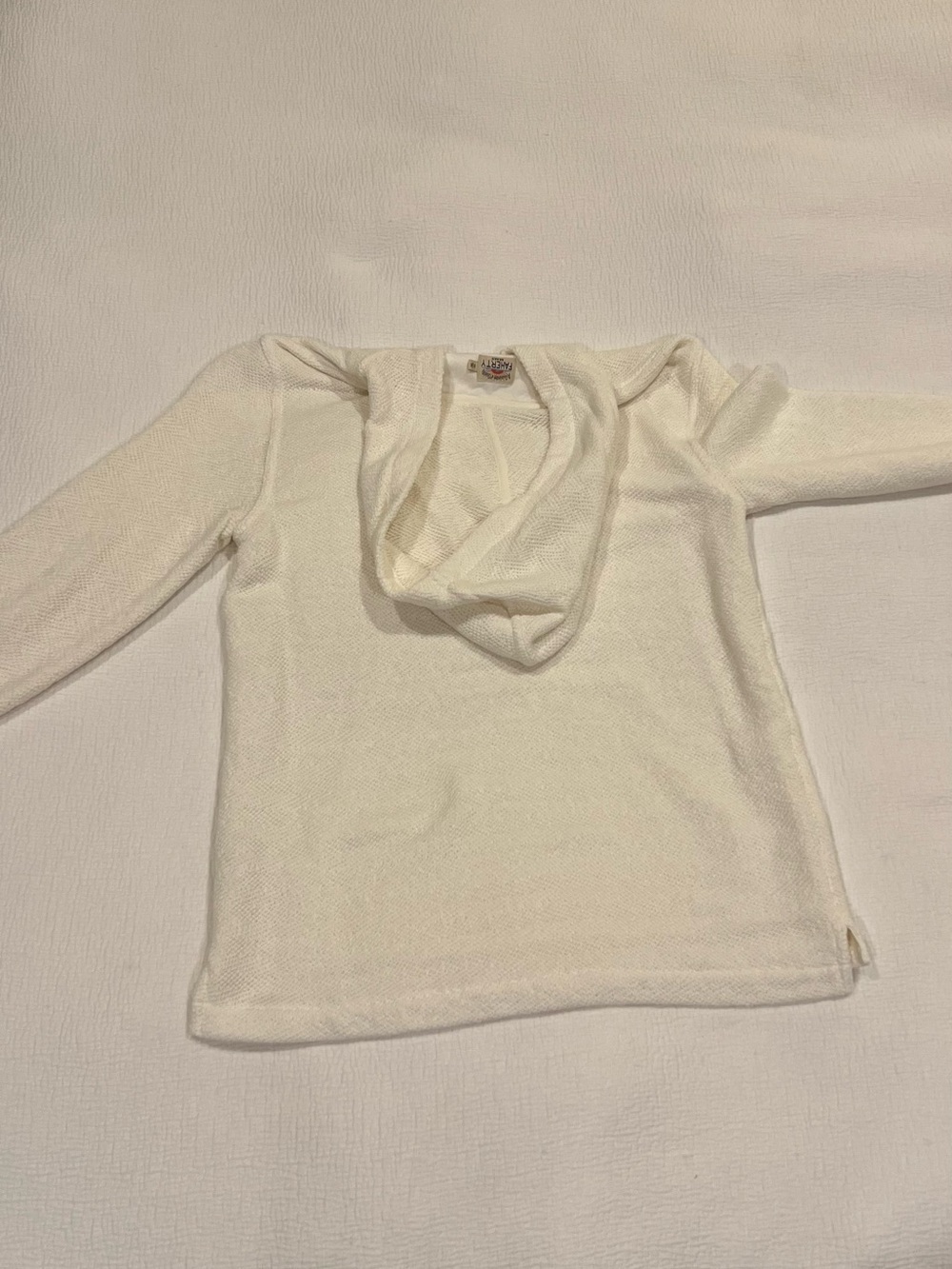 Faherty Women's Ivory V-Neck Hoodie Sweater Whitewater Hoodie - Beach Pearl - Picture 5 of 9